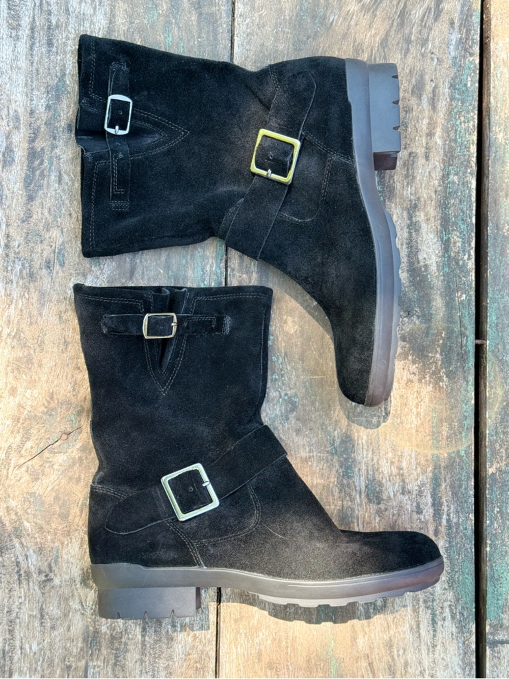 AEROSOLES Black Suede Motorcycle Boots - Women 8.5 EUC